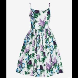 Pinup Couture Jenny Dress in White and Lavender Print Pinup Girl Clothing XL